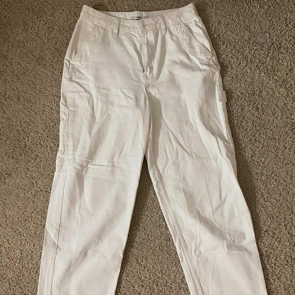 White cargo Vans pants